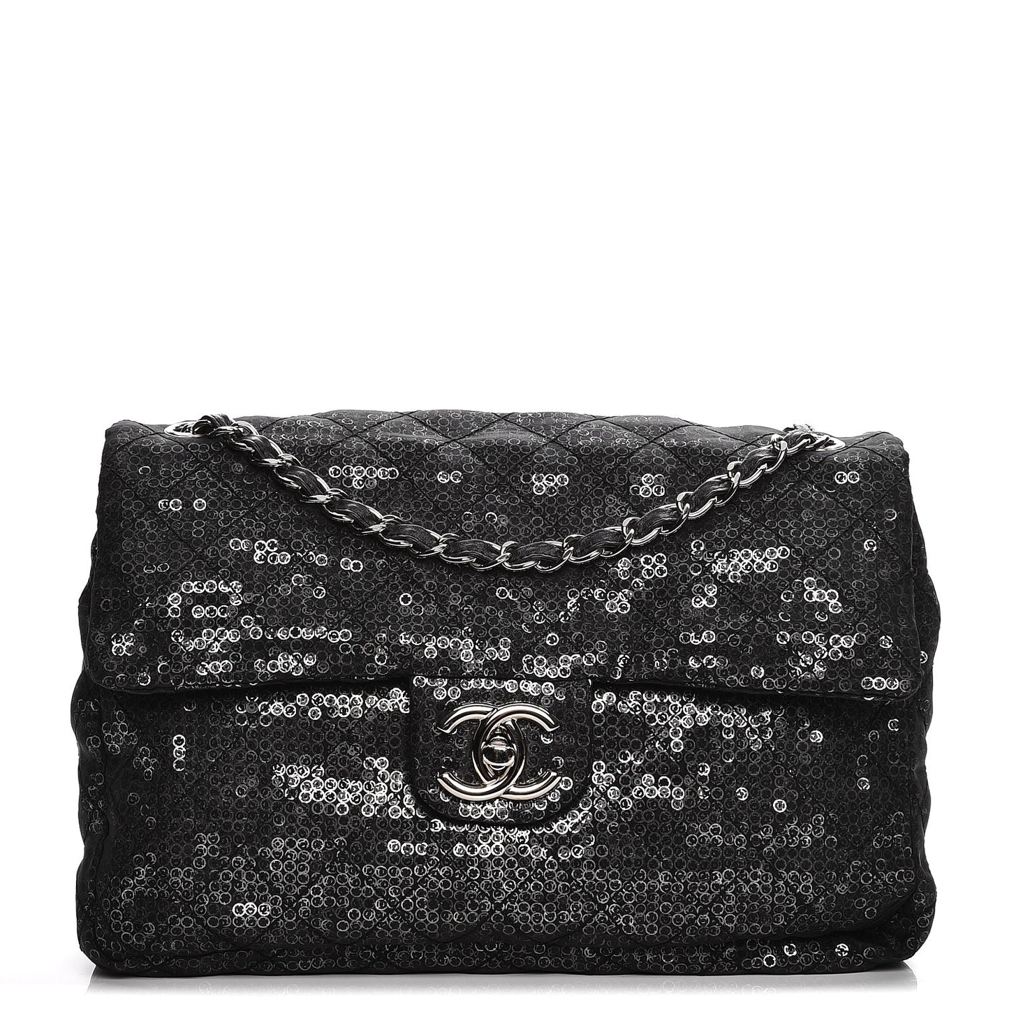 Hidden Sequin Maxi Flap Black
