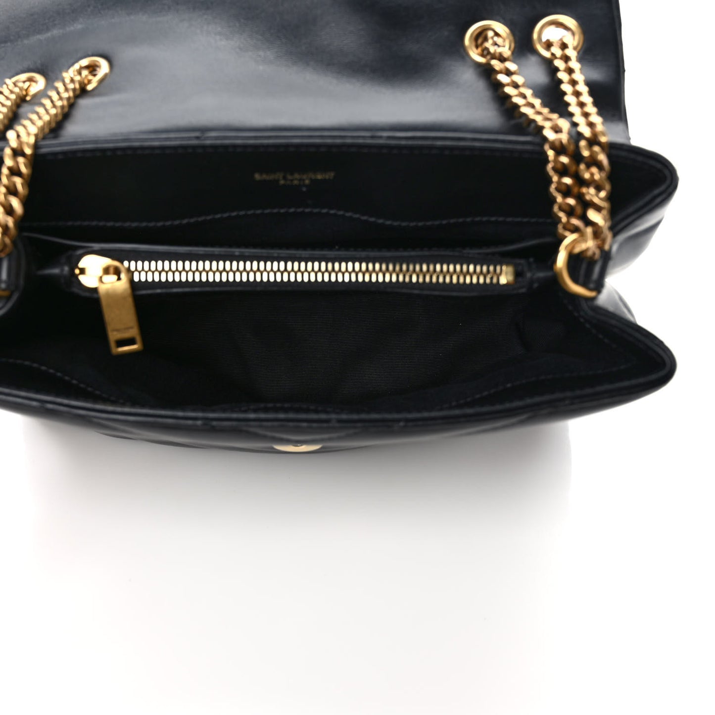 Calfskin Y Quilted Monogram Small Loulou Chain Satchel Black