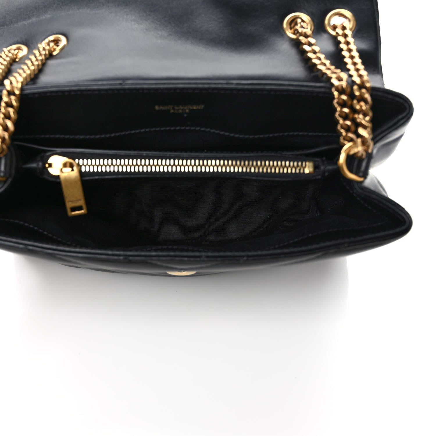 Saint Laurent Calfskin Y Quilted Monogram Small Loulou Chain Satchel Black 5 of 11