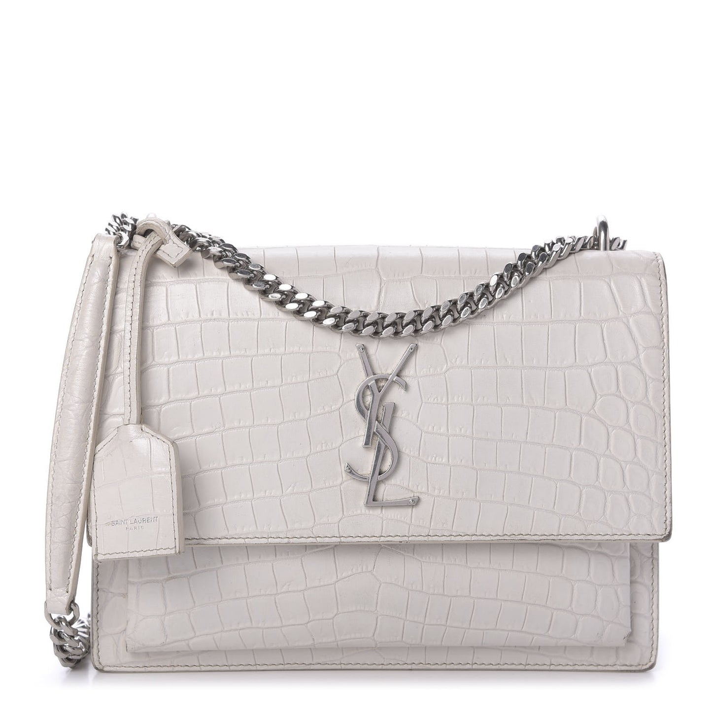 Calfskin Crocodile Embossed Medium Monogram Sunset Blanc Vintage
