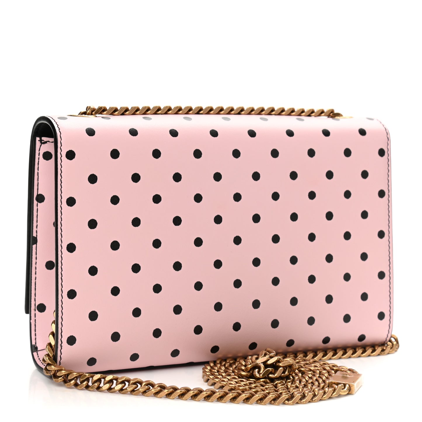 Calfskin Polka Dot Small Monogram Kate Satchel Rose Black