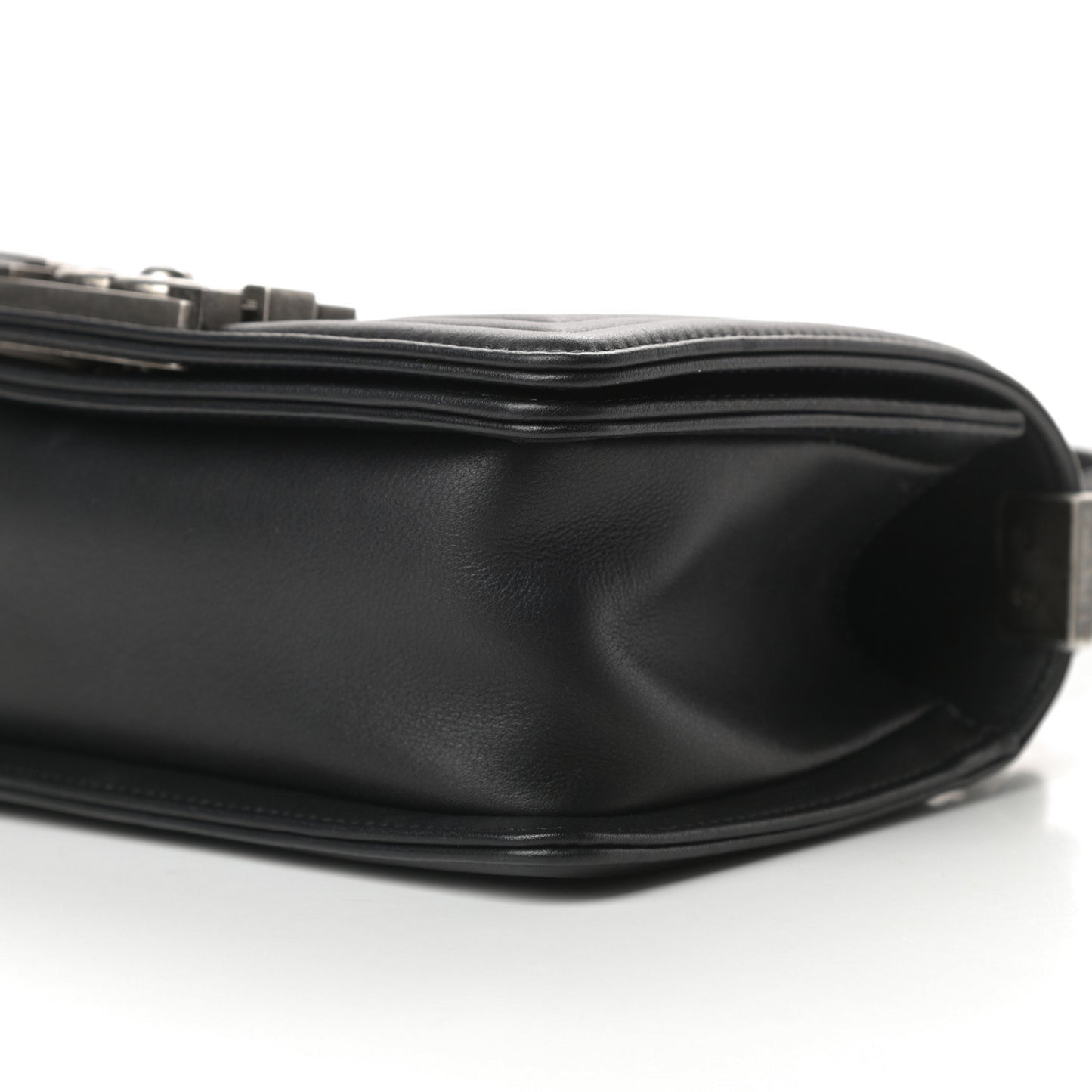 Calfskin Quilted Small Boy Flap Black