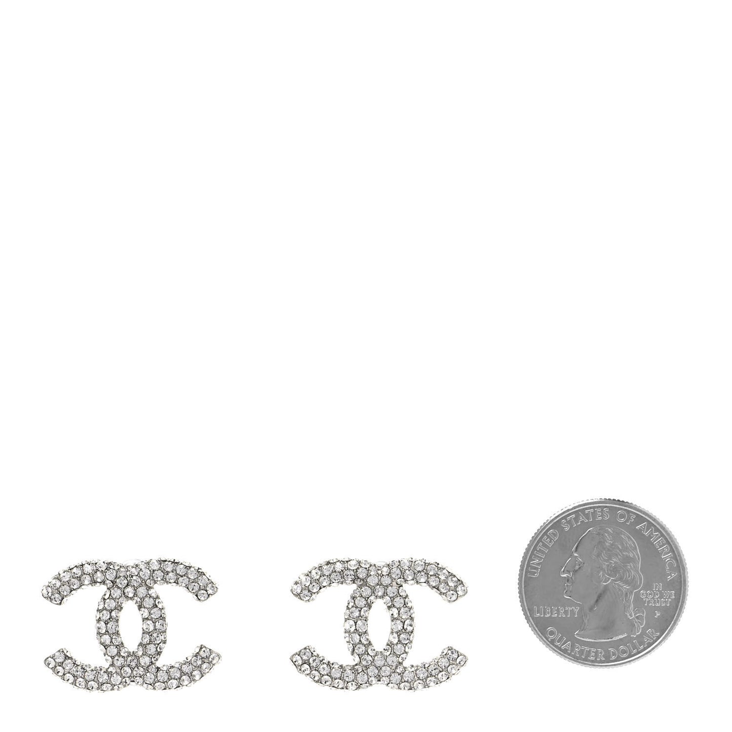 Crystal CC Treasure Chest Earrings Silver
