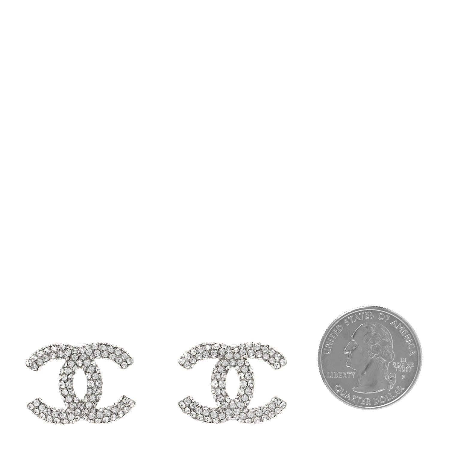 Chanel Crystal CC Treasure Chest Earrings Silver 2 of 4