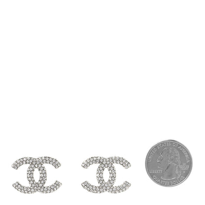 Chanel Crystal CC Treasure Chest Earrings Silver 2 of 4