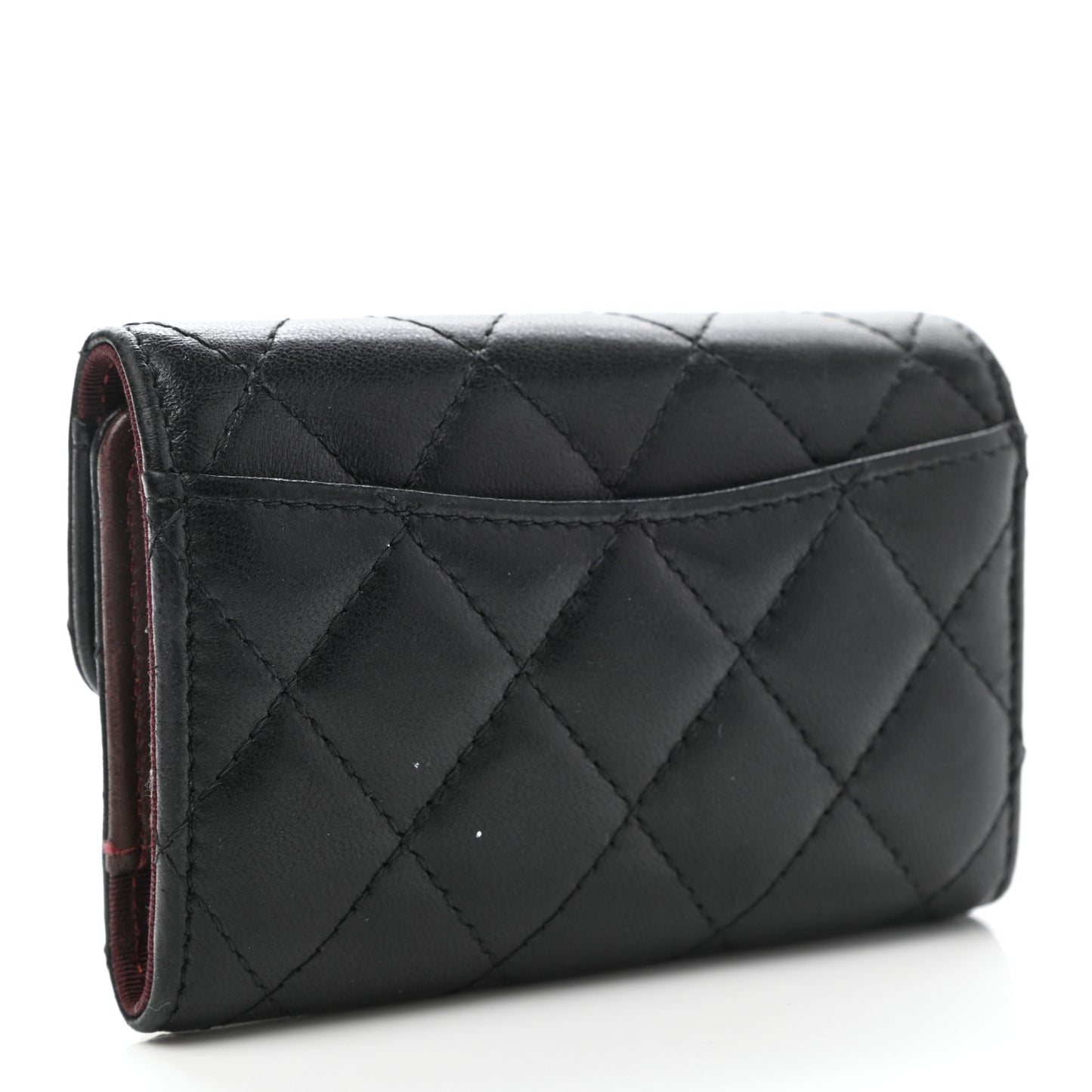 Lambskin Quilted 4 Key Holder Black