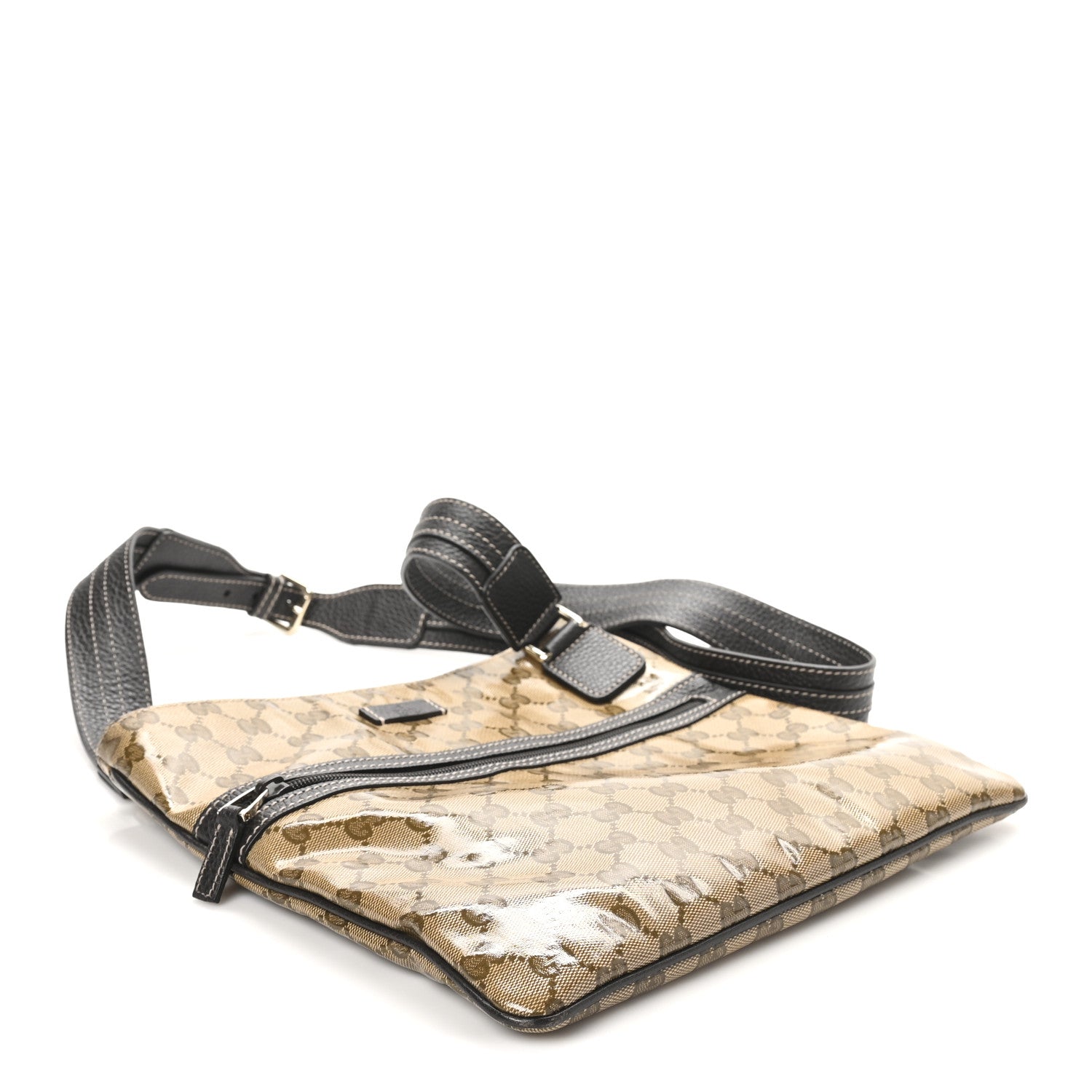 Gucci Crystal Monogram Medium Flat Messenger Bag Dark Brown 4 of 10