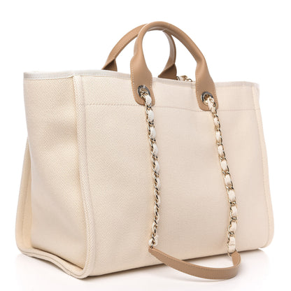 Chanel Canvas Pearl Large Deauville Tote Ecru Beige 3 of 7