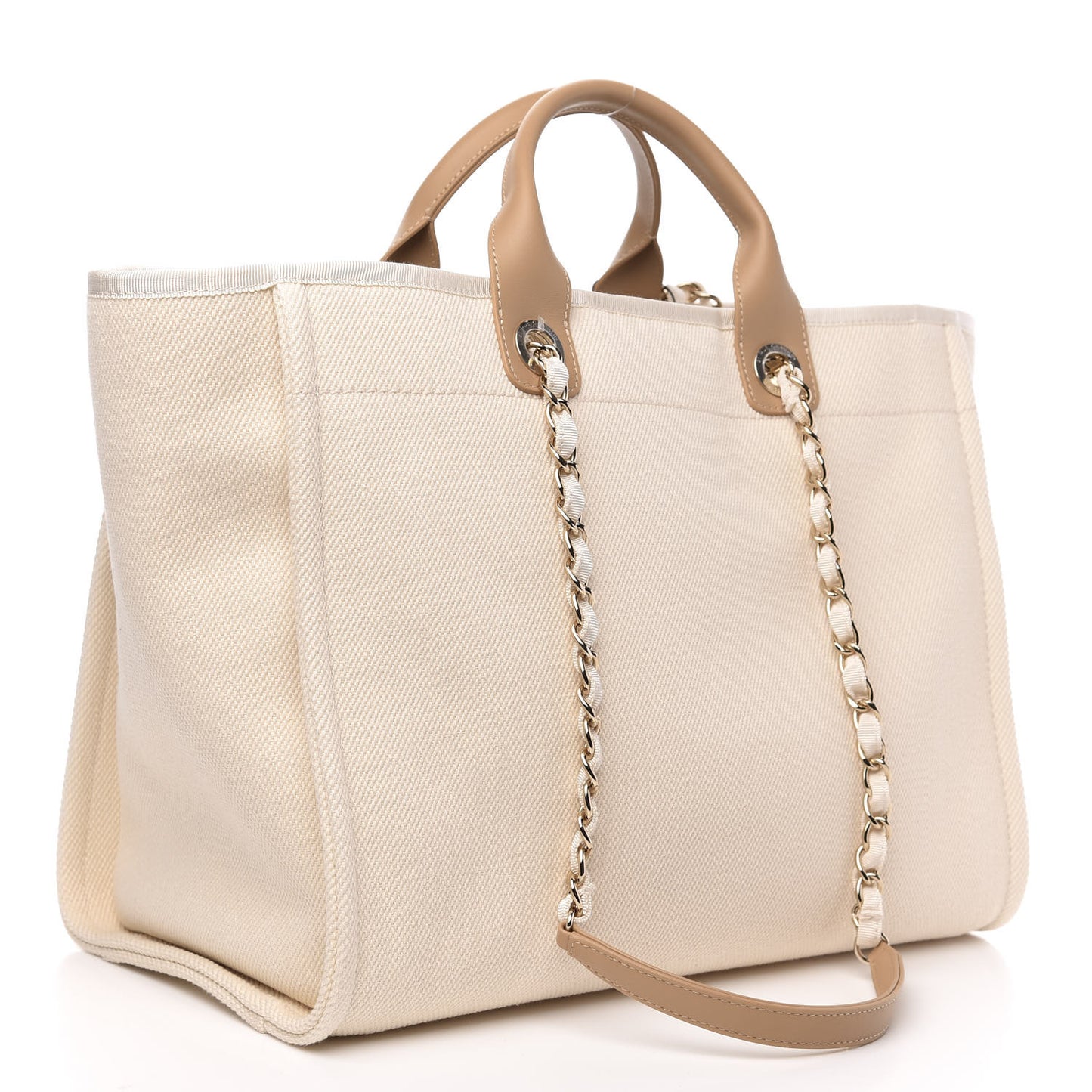 Canvas Pearl Large Deauville Tote Ecru Beige