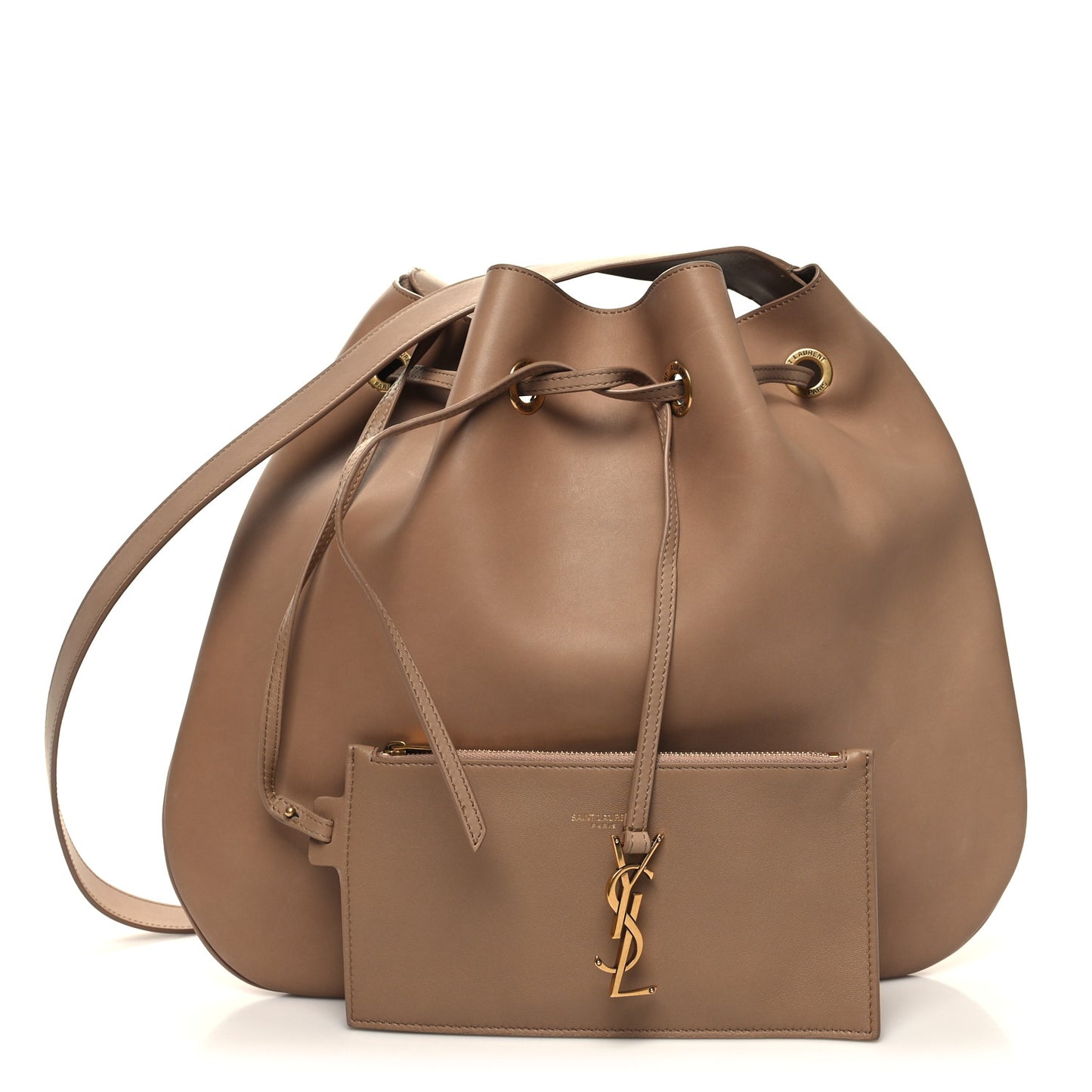 Smooth Calfskin Paris VII Large Flat Hobo Biscuit Beige