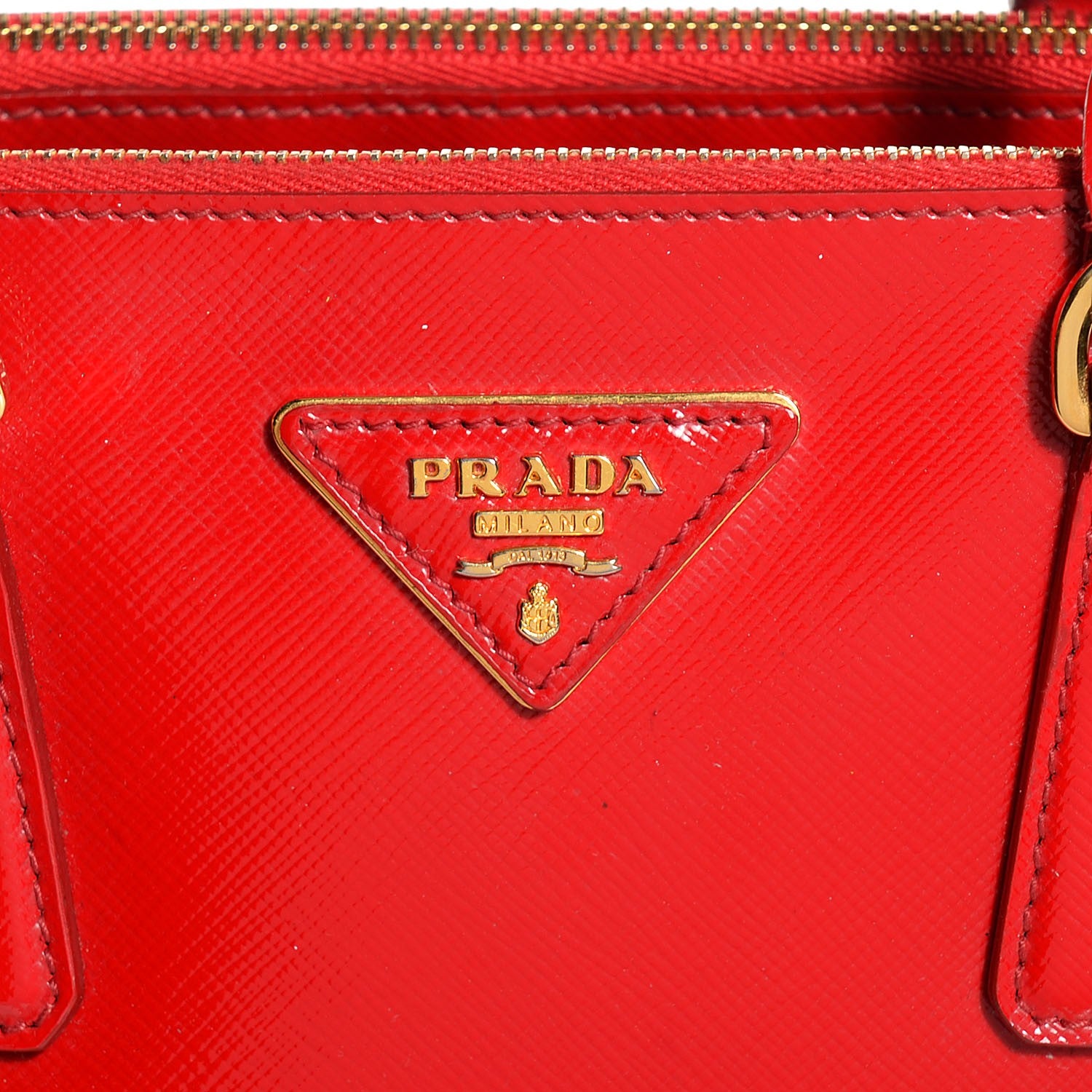Prada Saffiano Vernice Mini Double Zip Tote Rosso 9 of 9