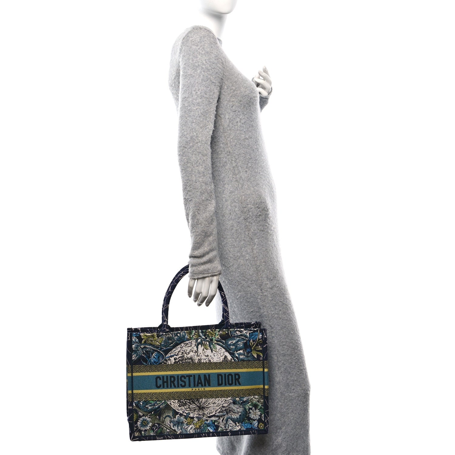 Christian Dior Canvas Embroidered Medium Zodiac Book Tote Blue Multicolor 2 of 10