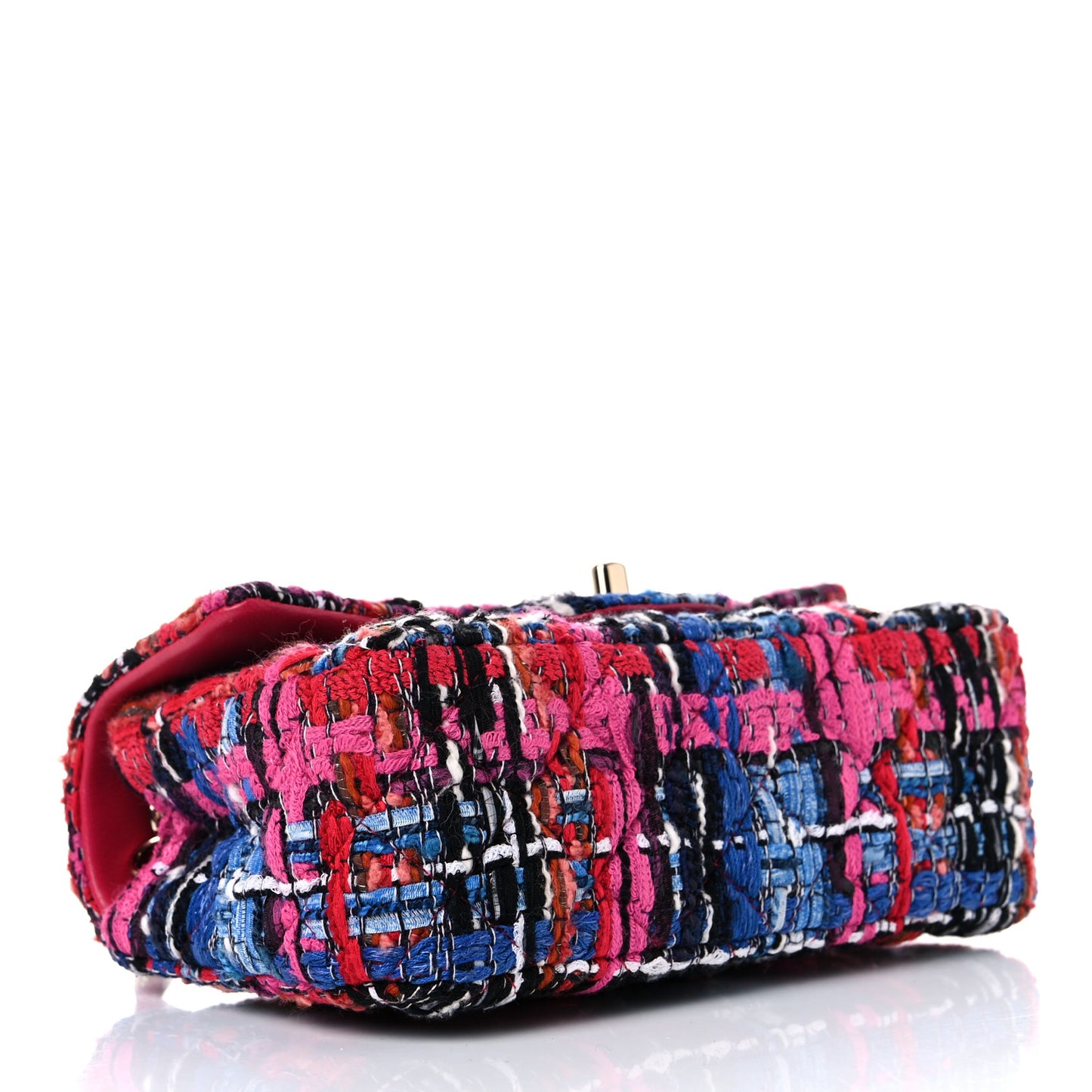 Tweed Quilted Mini Rectangular Flap Red Pink Black