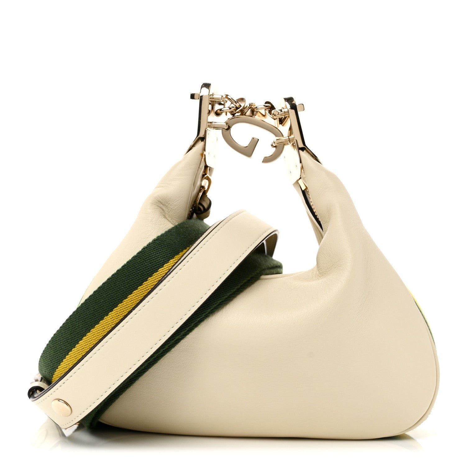 Gucci Aria Calfskin Web Small Attache Shoulder Bag White 1 of 10