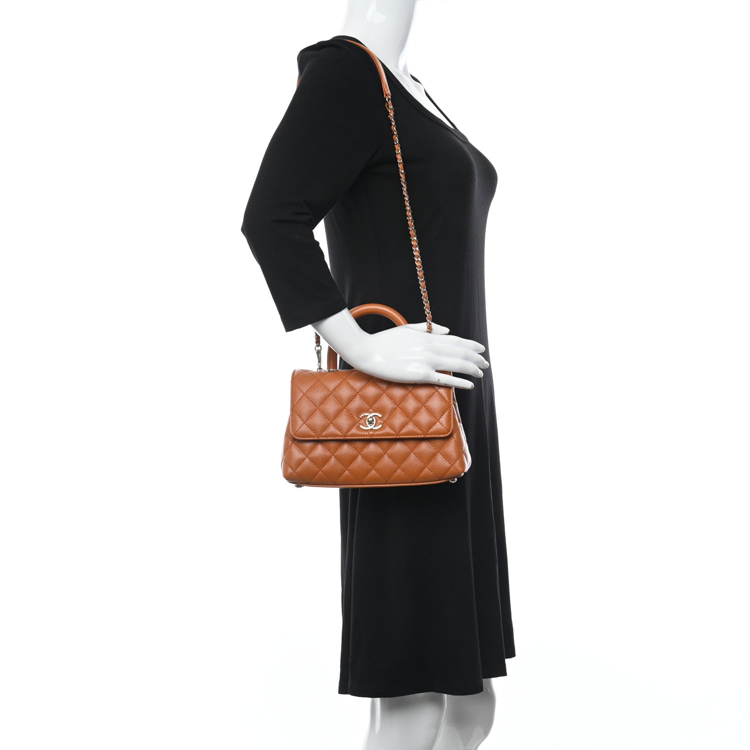 Chanel Caviar Quilted Mini Coco Handle Flap Light Brown 2 of 10