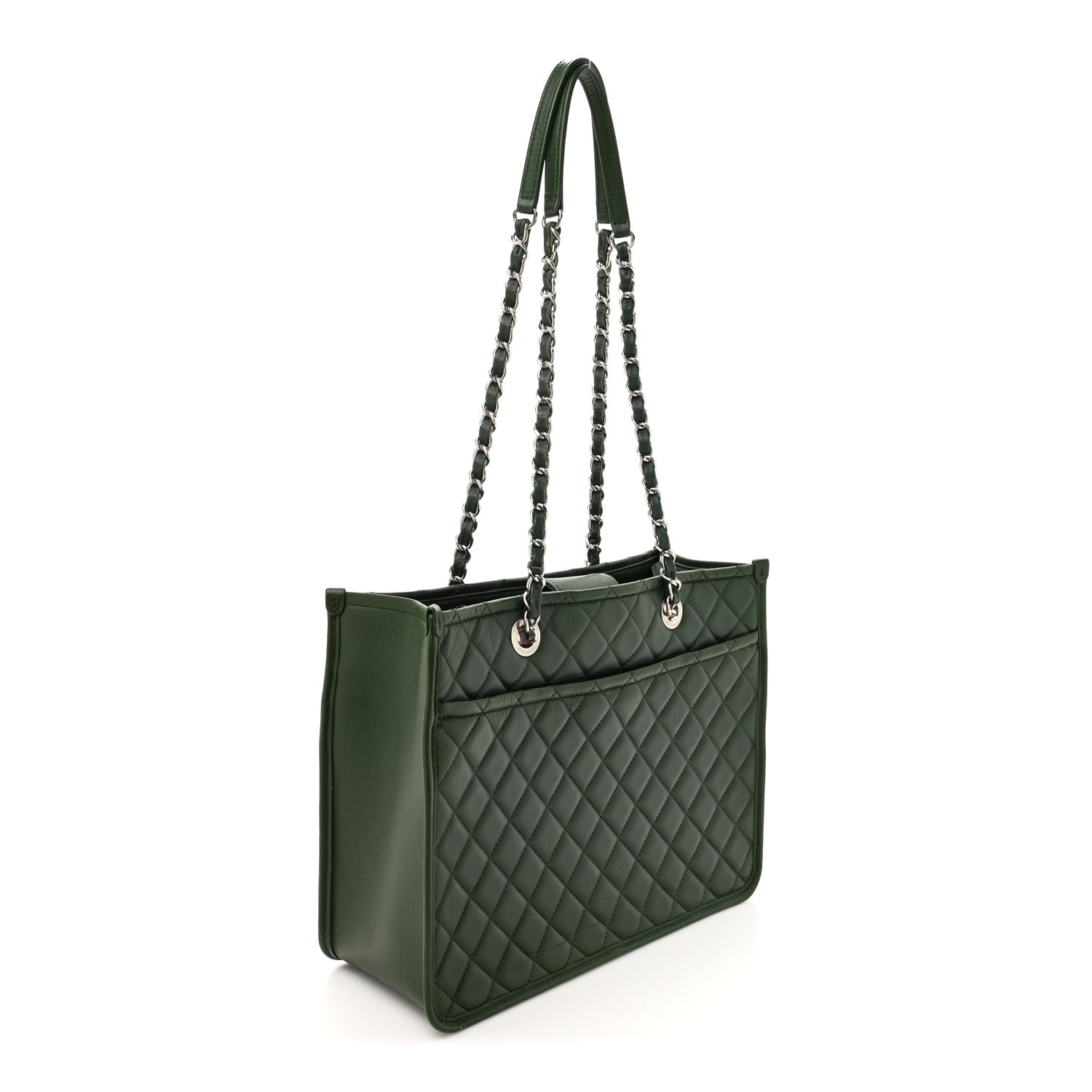 Chanel Aged Calfskin Quilted Large Working Vibe Camera Case Khaki 3 of 18