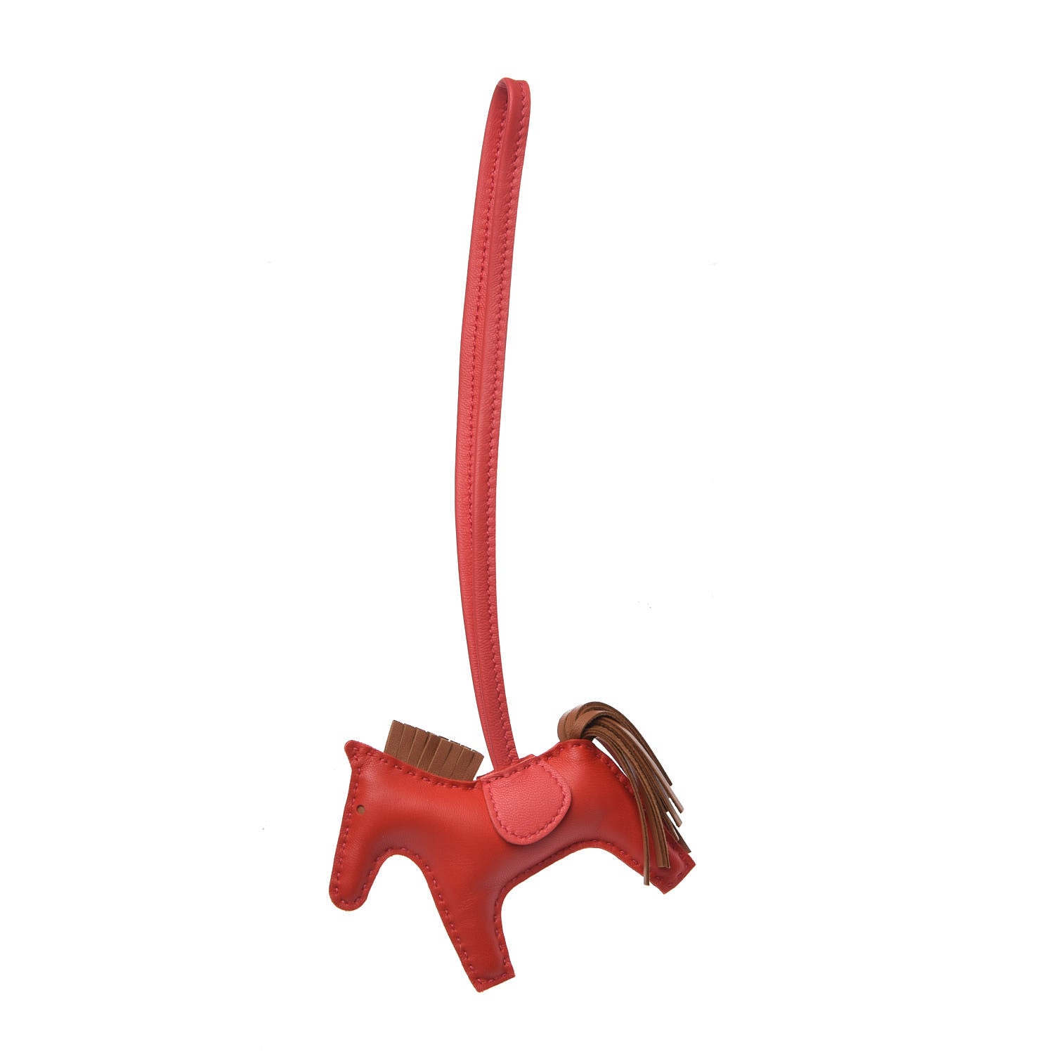 Hermes Milo Lambskin Grigri Rodeo Horse Bag Charm PM Rouge Indien Gold Bougainvillea 1 of 5