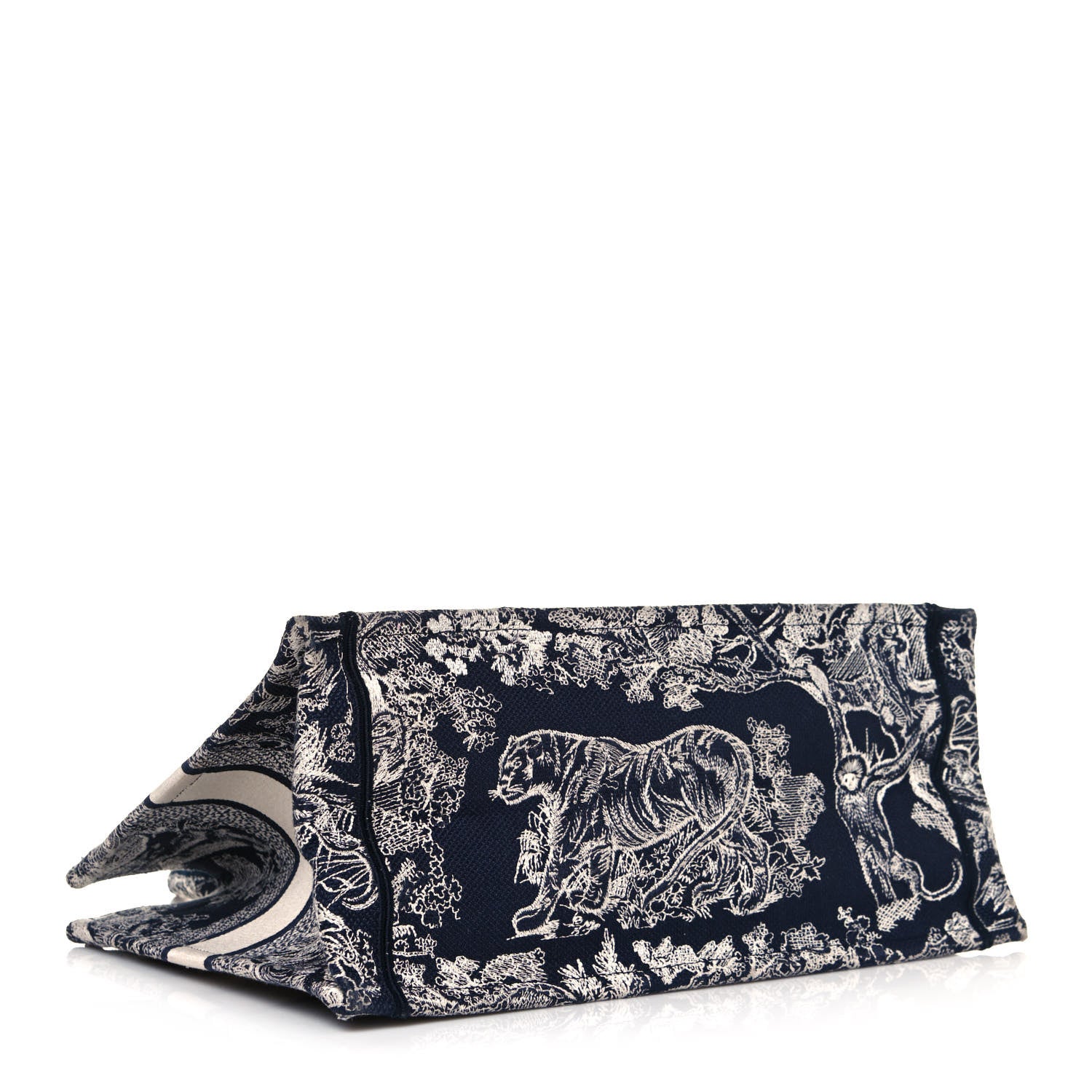 Christian Dior Canvas Embroidered Medium Toile De Jouy Reverse Book Tote Blue 4 of 15