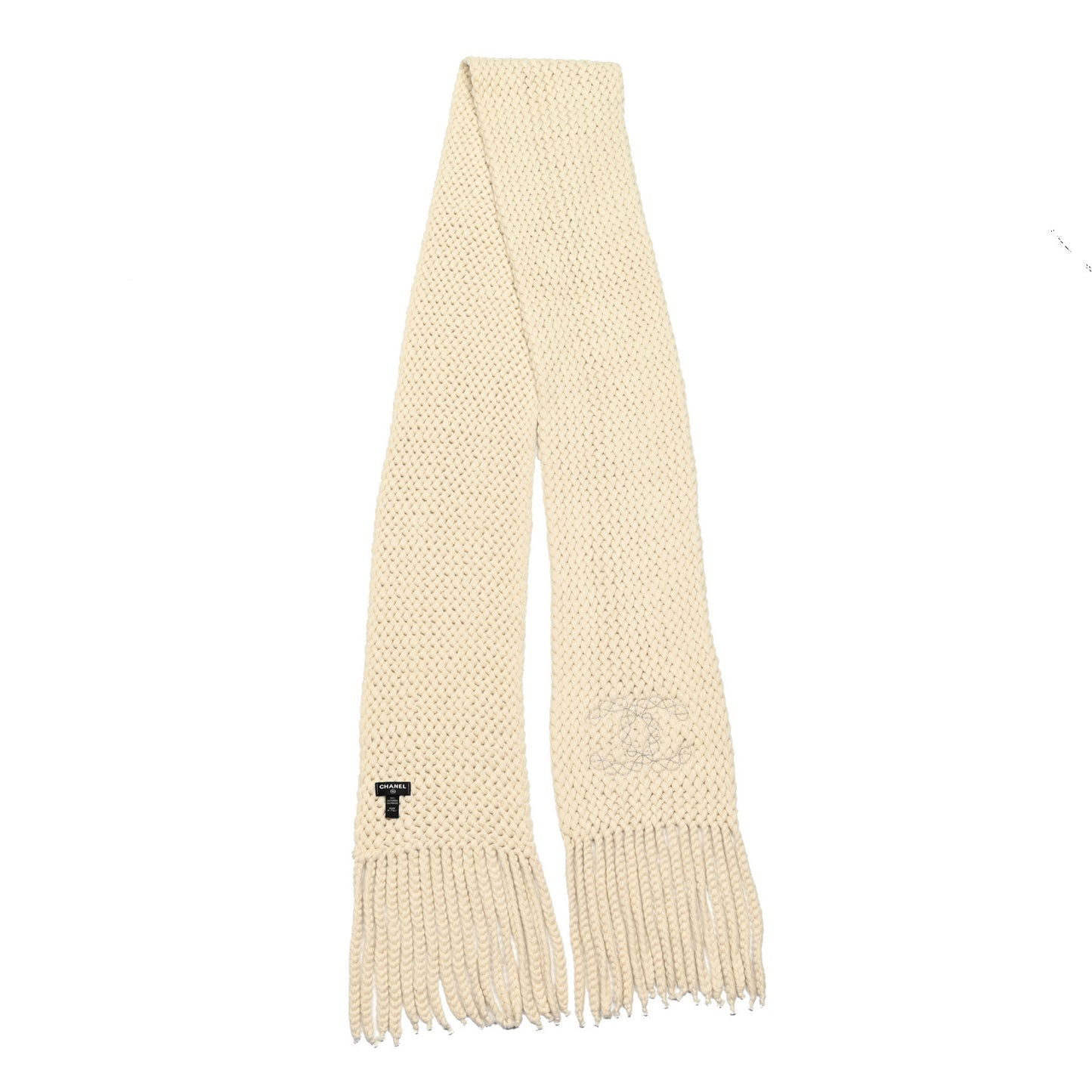 Cashmere Knit CC Scarf Dark White