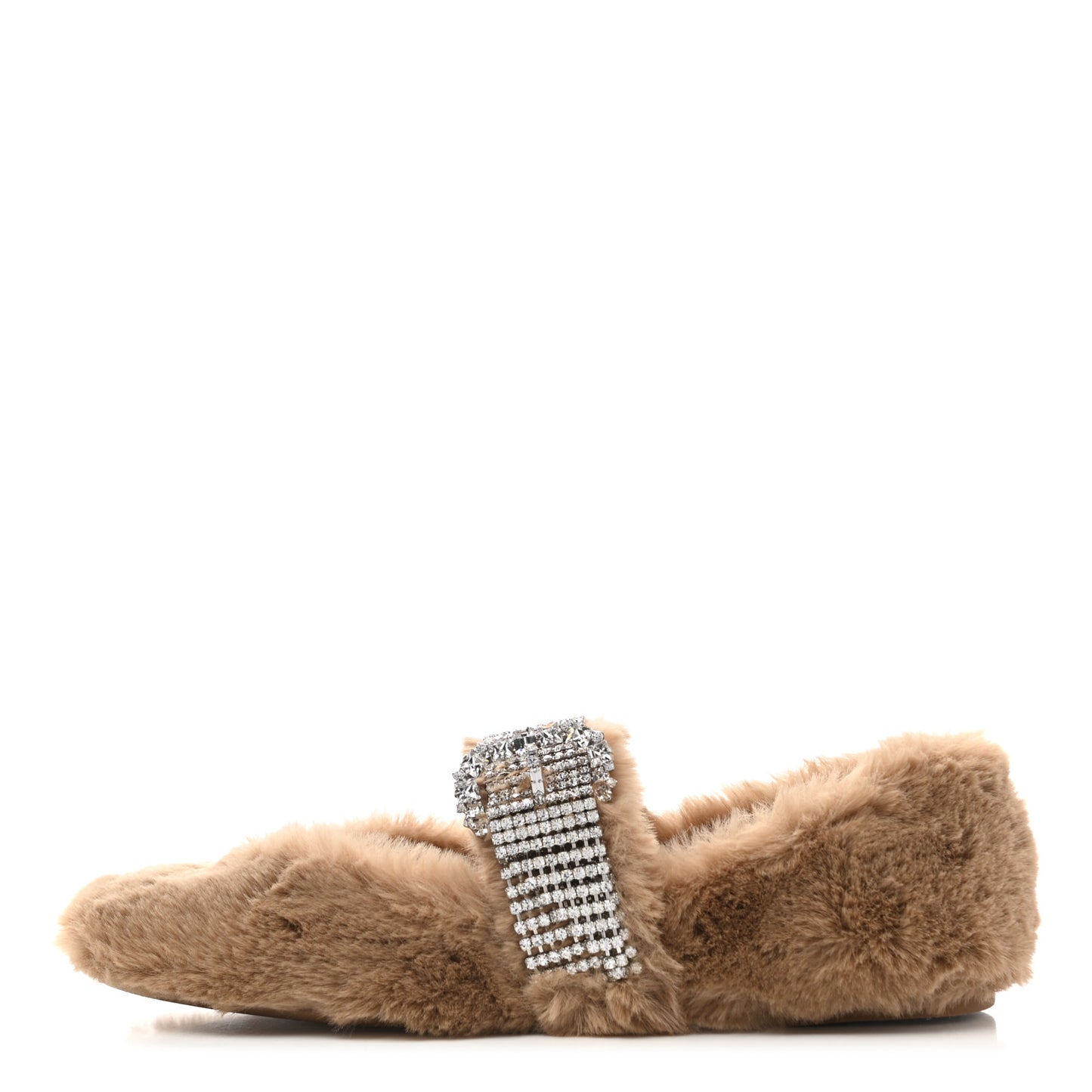 Faux Fur Crystal Krista Flats 36 Teddy