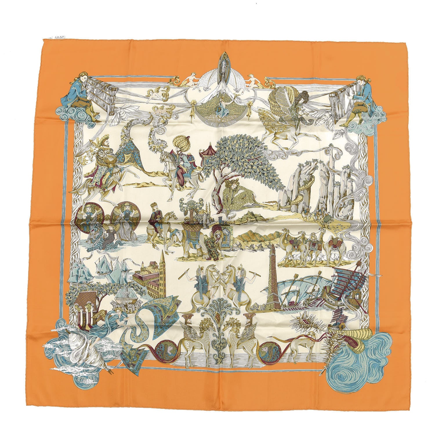 Hermes Silk Au Fil De La Soie Scarf 90 1 of 4
