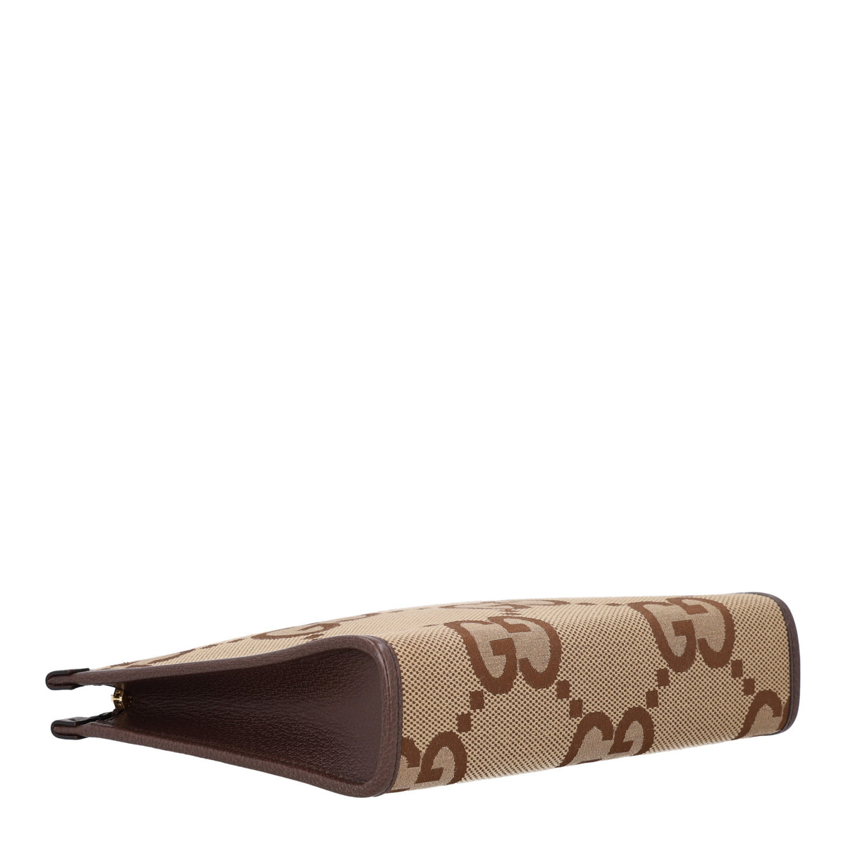 Gucci Monogram Jumbo GG Textured Dollar Calfskin Pouch Camel Ebony New Acero 4 of 10