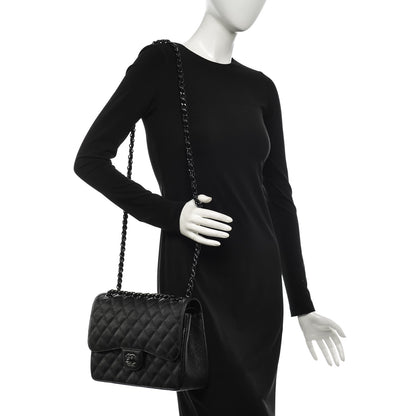 Chanel Crumpled Calfskin Quilted Jumbo Double Flap So Black 2 of 8