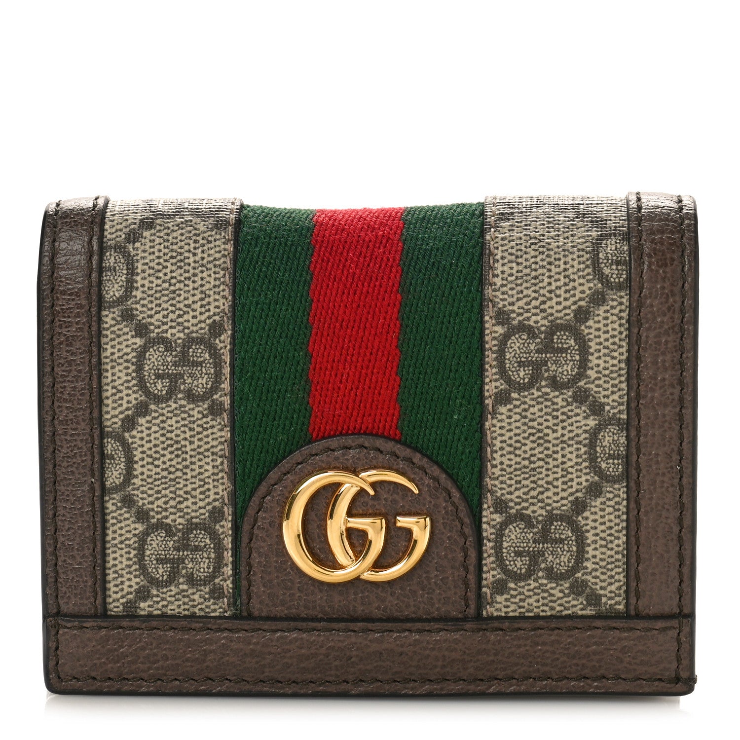 Gucci GG Supreme Monogram Web Ophidia Card Case Beige New Acero 1 of 10