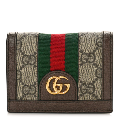 Gucci GG Supreme Monogram Web Ophidia Card Case Beige New Acero 1 of 10