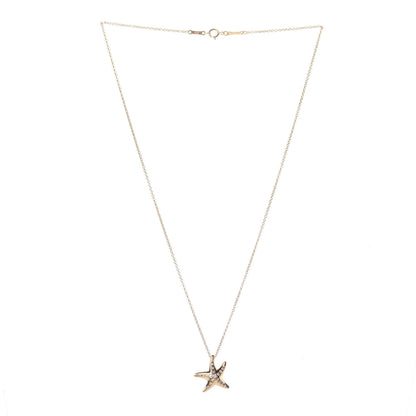 Tiffany 18K Yellow Gold Diamond 15mm Elsa Peretti Pave Starfish Pendant Necklace 3 of 5