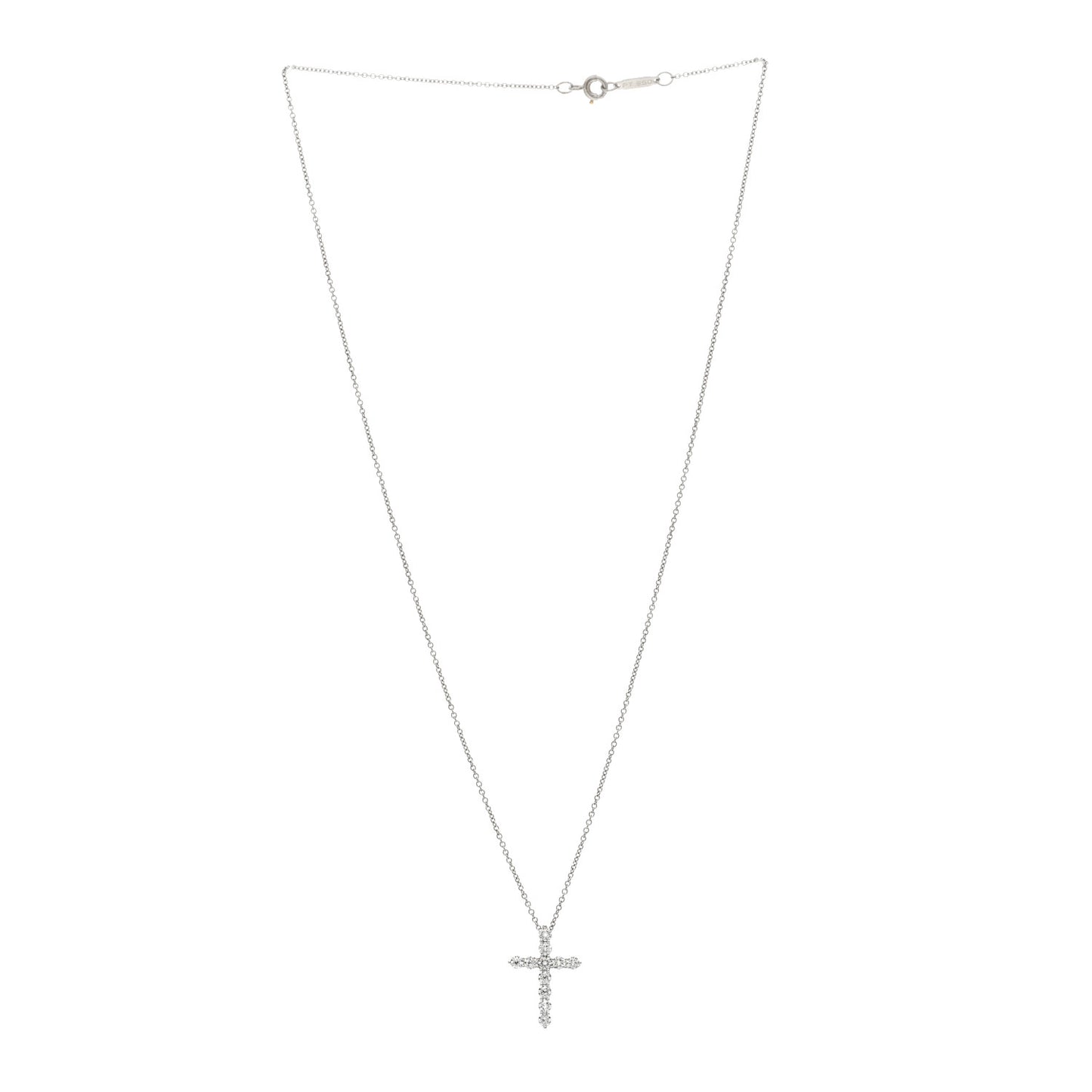 Platinum Diamond Small Cross Pendant Necklace
