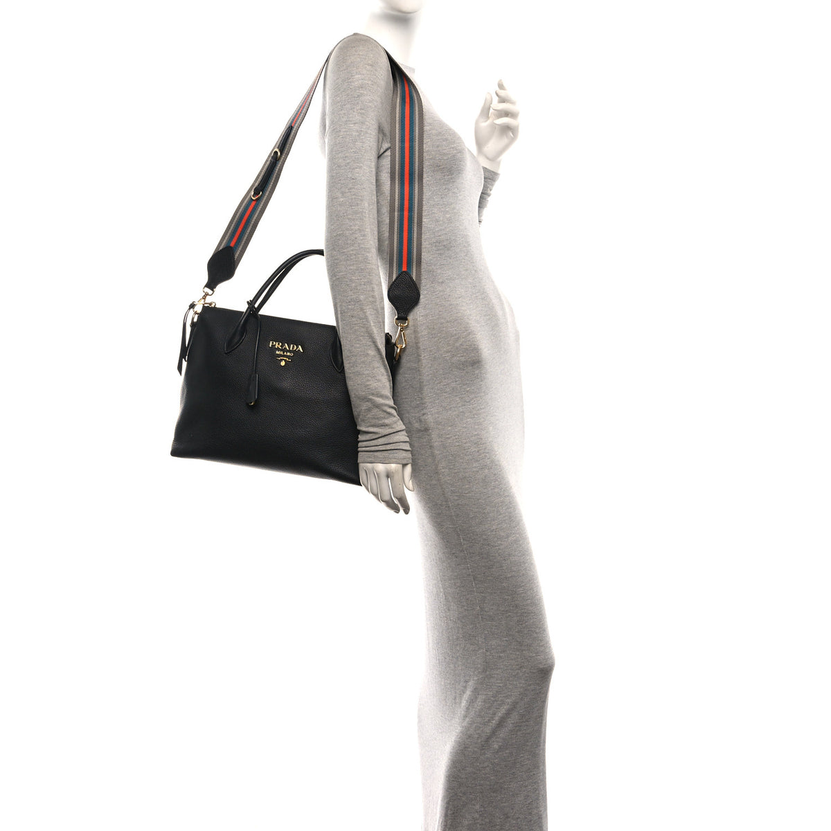 Prada Vitello Daino Small Tote Black 2 of 10