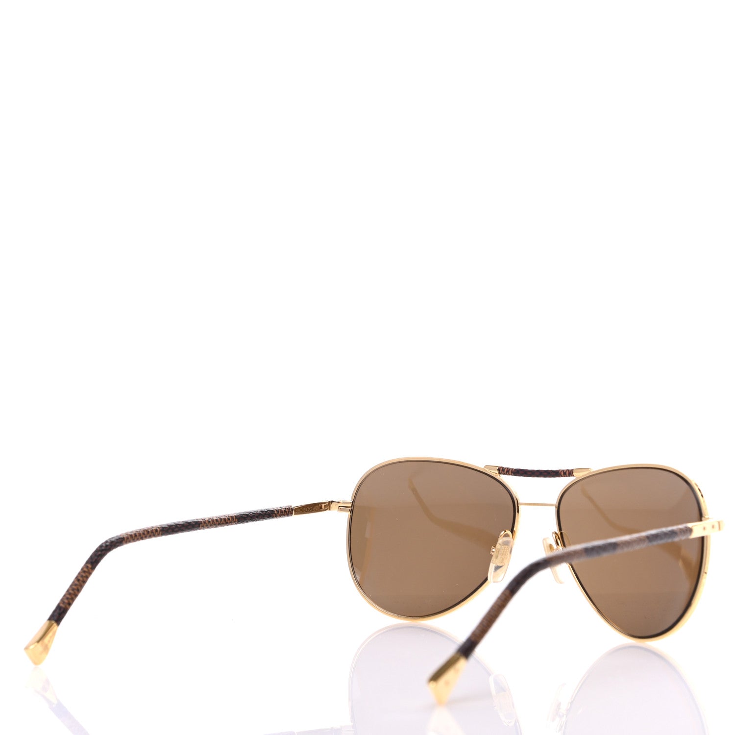 Louis Vuitton Damier Ebene Conspiration Pilote Aviator Sunglasses Z0790U Gold 4 of 8