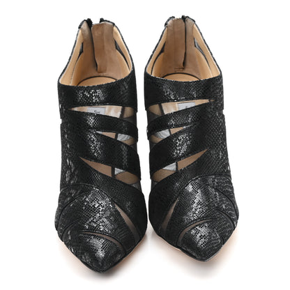 Jimmy Choo Suede Snake Embossed Mesh Wister Ankle Booties 40.5 Black 3 of 9