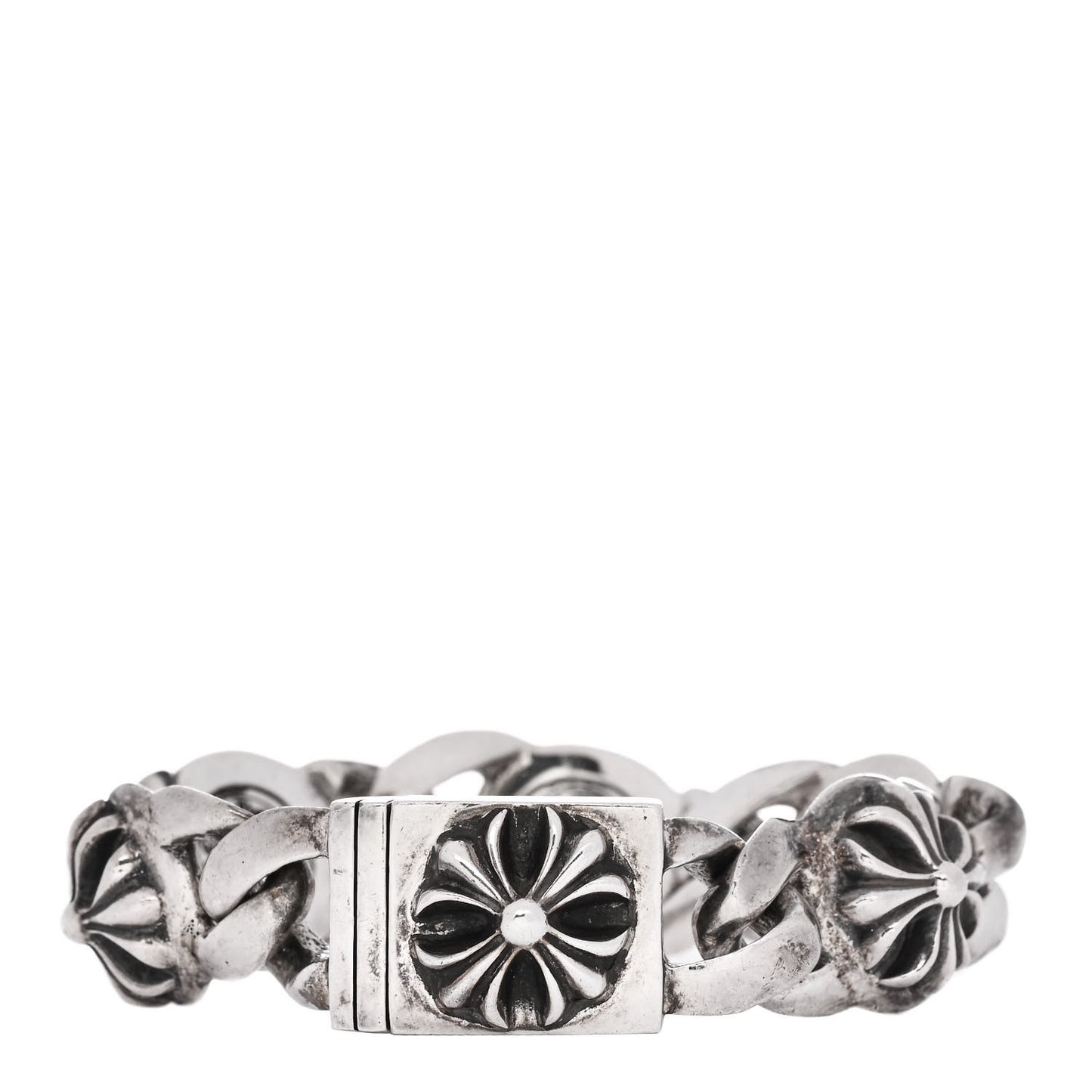 Sterling Silver Maltese Cross Link Bracelet