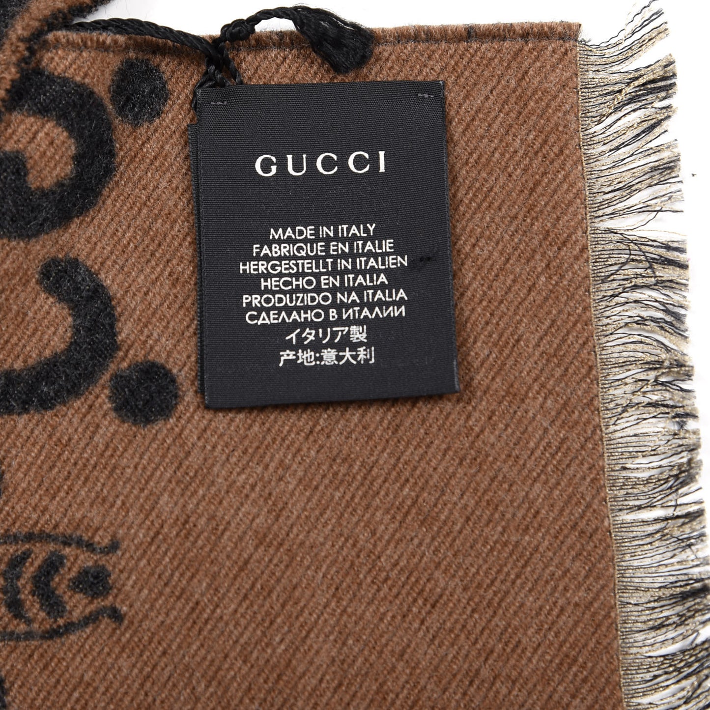 Wool Silk GG Monogram Fly Constellation Scarf Brown Black