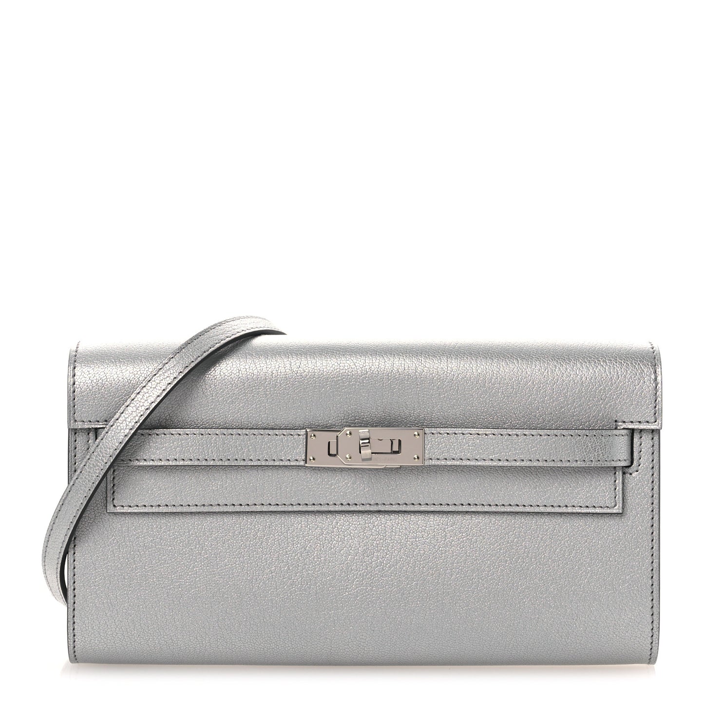 Metallic Chevre Chamkilight Kelly Wallet To Go Argent