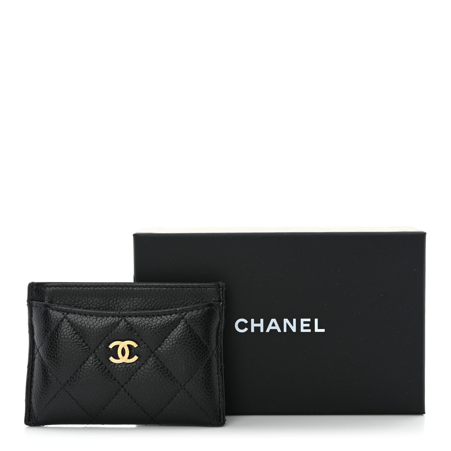 Caviar Quilted Card Holder Black