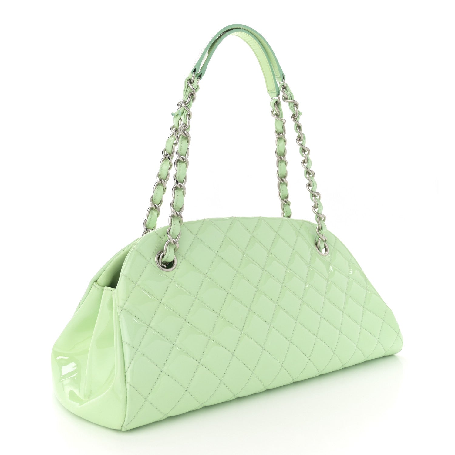 Chanel Patent Quilted Medium Just Mademoiselle Light Green 3 of 13