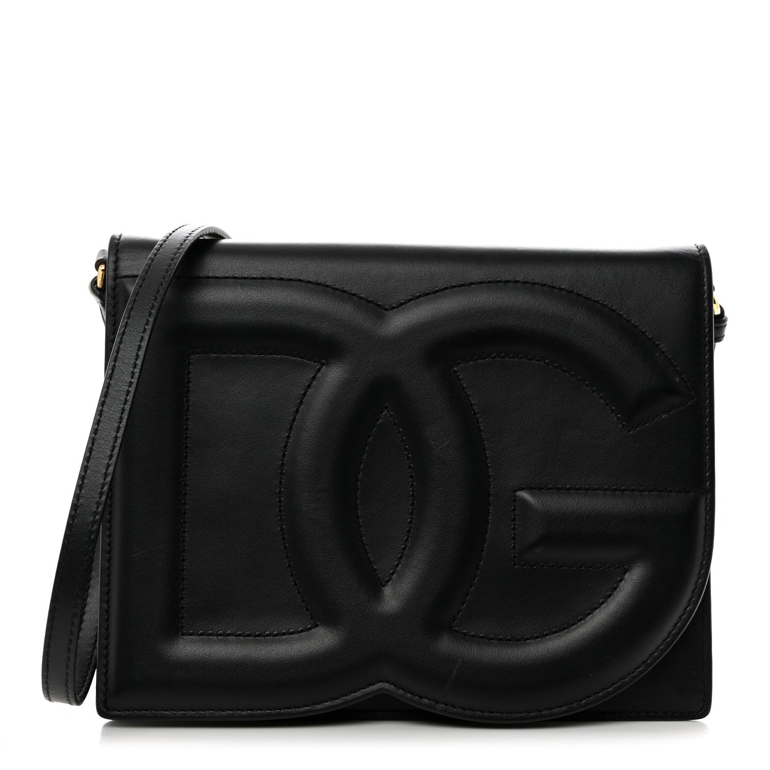 Dolce & Gabbana Calfskin DG Logo Flap Crossbody Bag Black 1 of 10