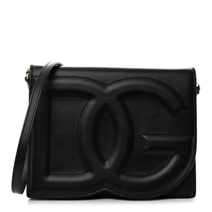 Dolce & Gabbana Calfskin DG Logo Flap Crossbody Bag Black 1 of 10
