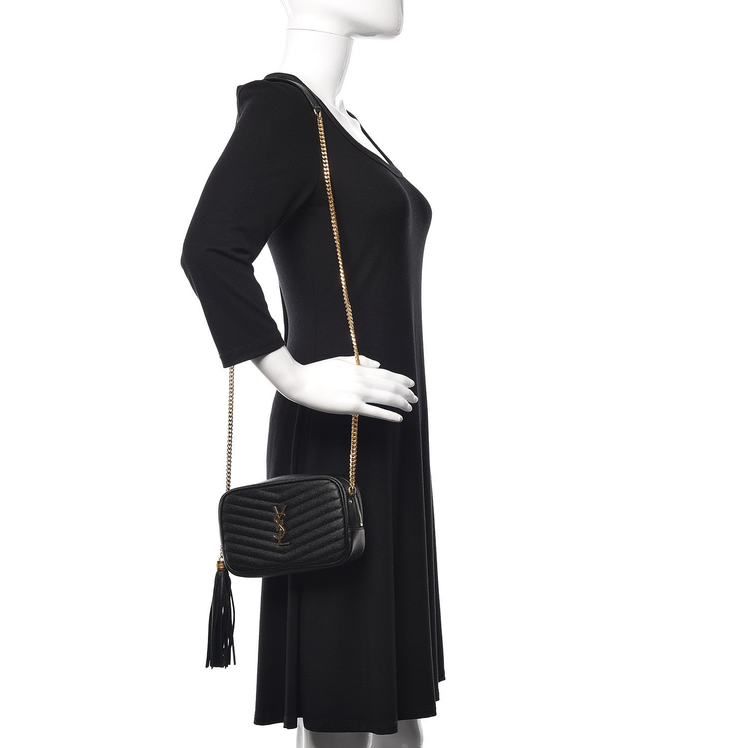 Saint Laurent Grain De Poudre Matelasse Monogram Mini Lou Camera Bag Black 2 of 11
