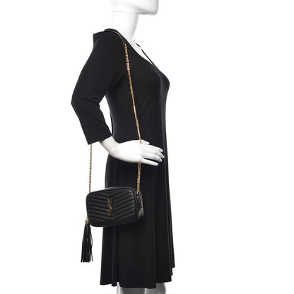 Saint Laurent Grain De Poudre Matelasse Monogram Mini Lou Camera Bag Black 2 of 11