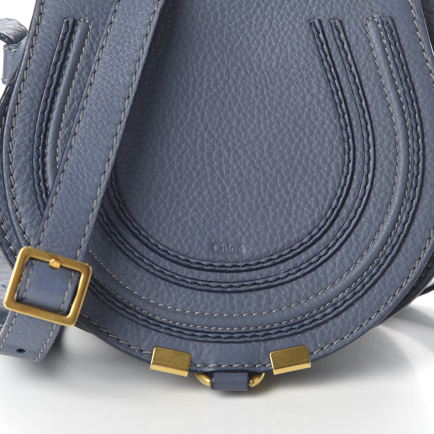 Calfskin Mini Marcie Round Crossbody Street Blue