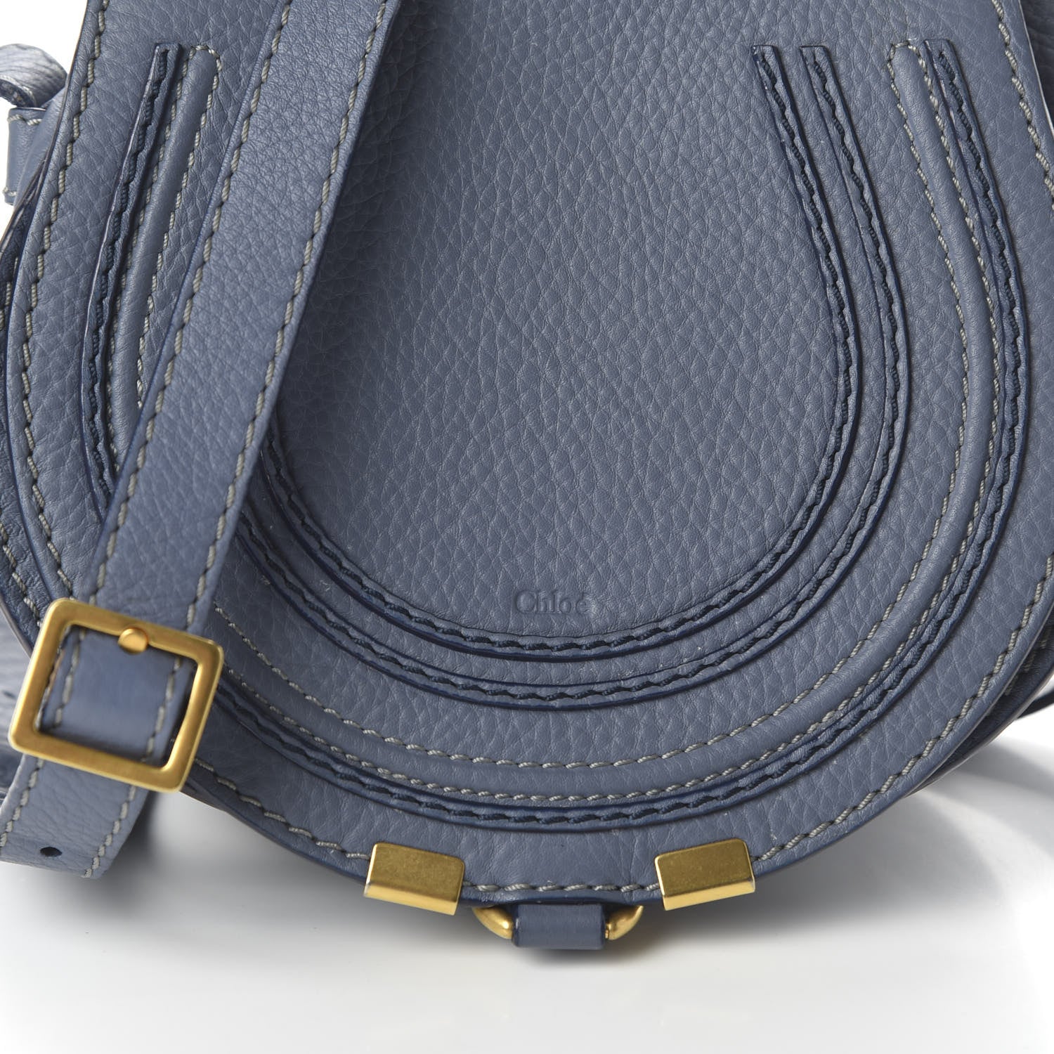 Chloe Calfskin Mini Marcie Round Crossbody Street Blue 9 of 11