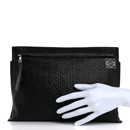 Loewe Calfskin Embossed Repeat T Pouch Black 2 of 7