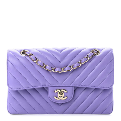 Chanel Lambskin Chevron Quilted Small Double Flap Purple 1 of 5