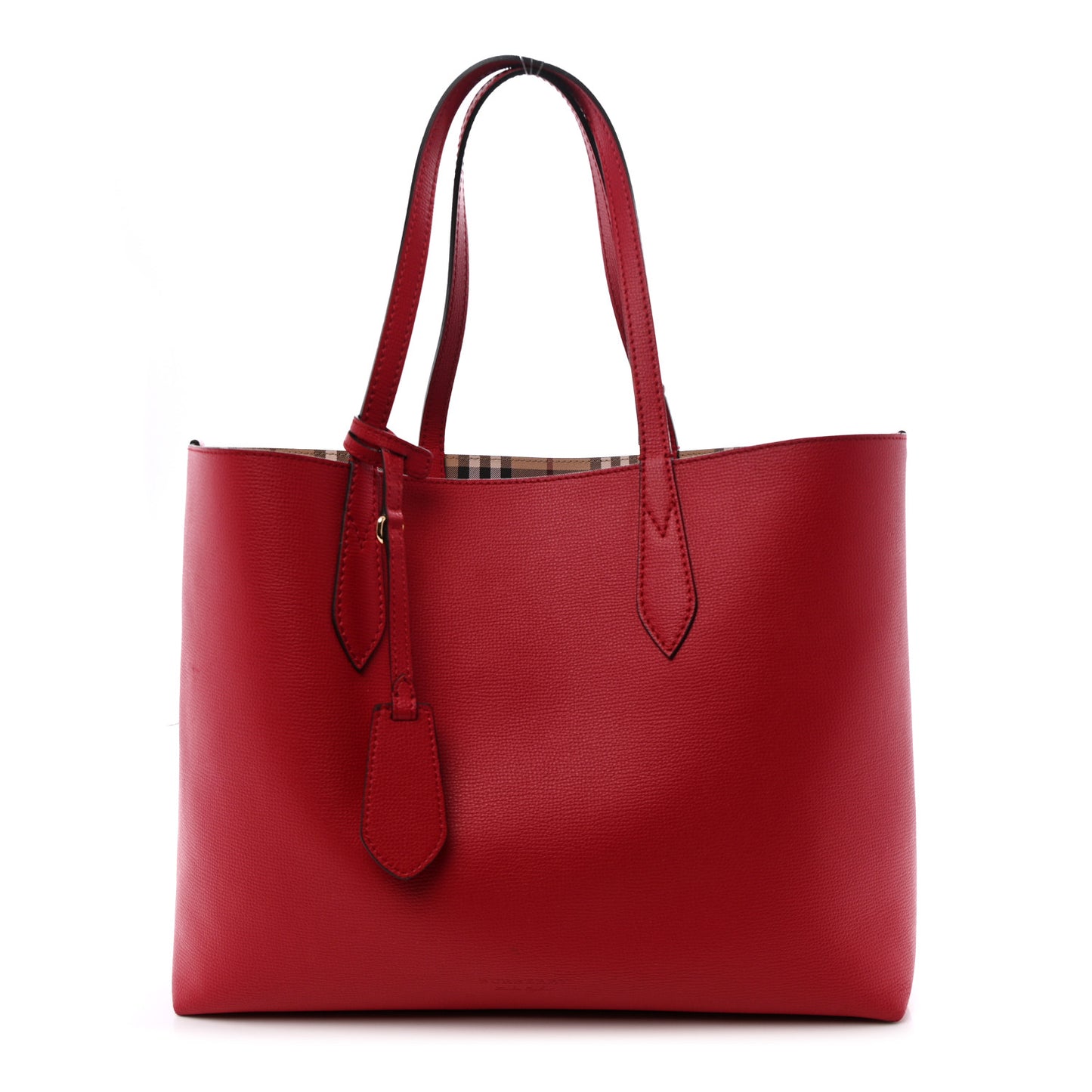 Haymarket Check Medium Reversible Tote Poppy Red