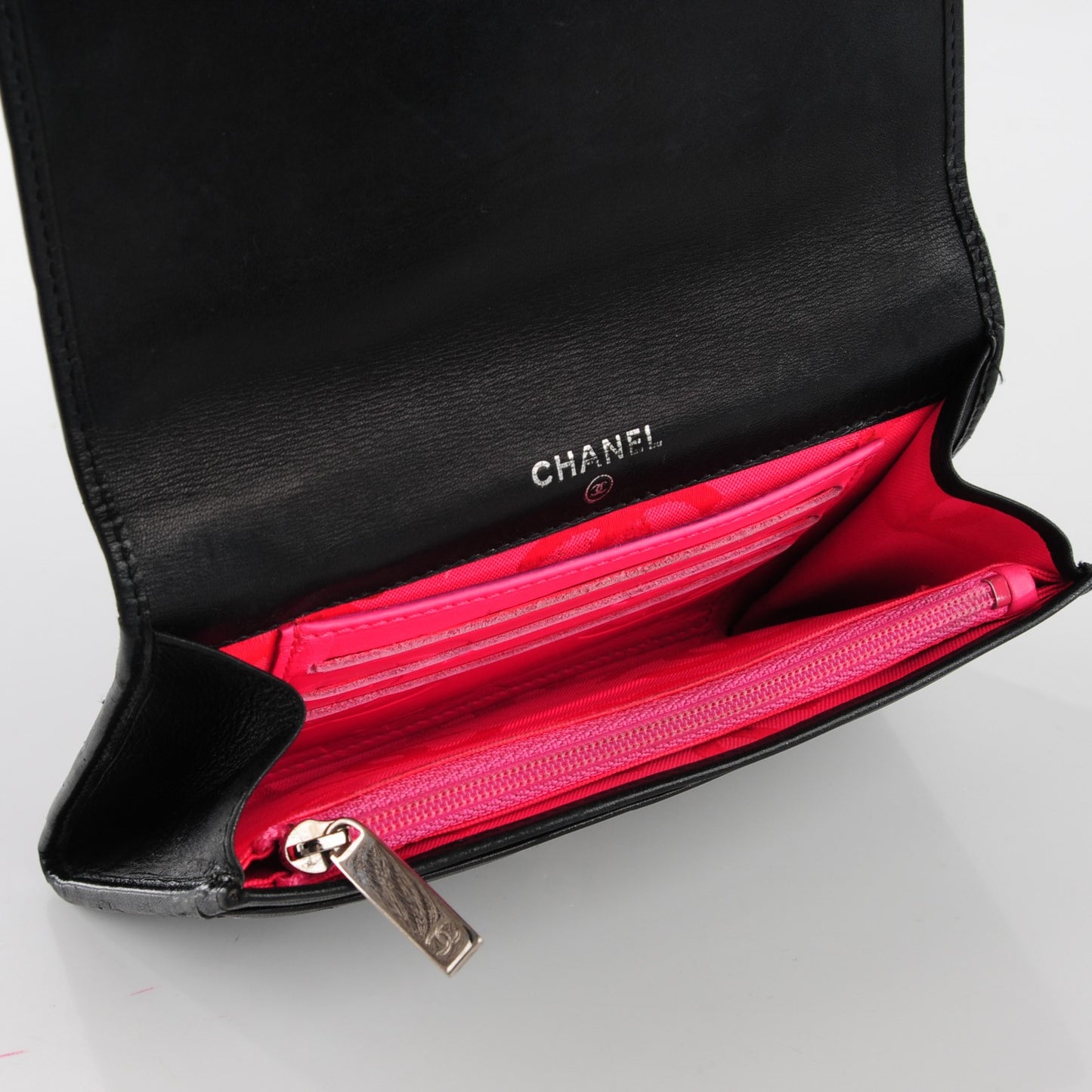 Calfskin Quilted Cambon Flap Wallet Black