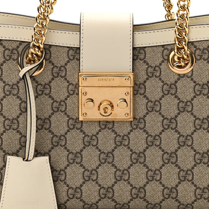 Gucci GG Supreme Monogram Moon Calfskin Small Padlock Tote Beige Ebony Mystic White 8 of 10